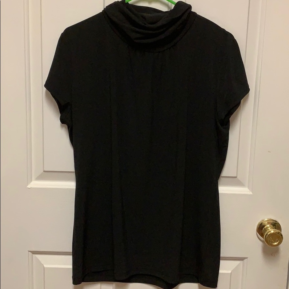 Mock neck black blouse